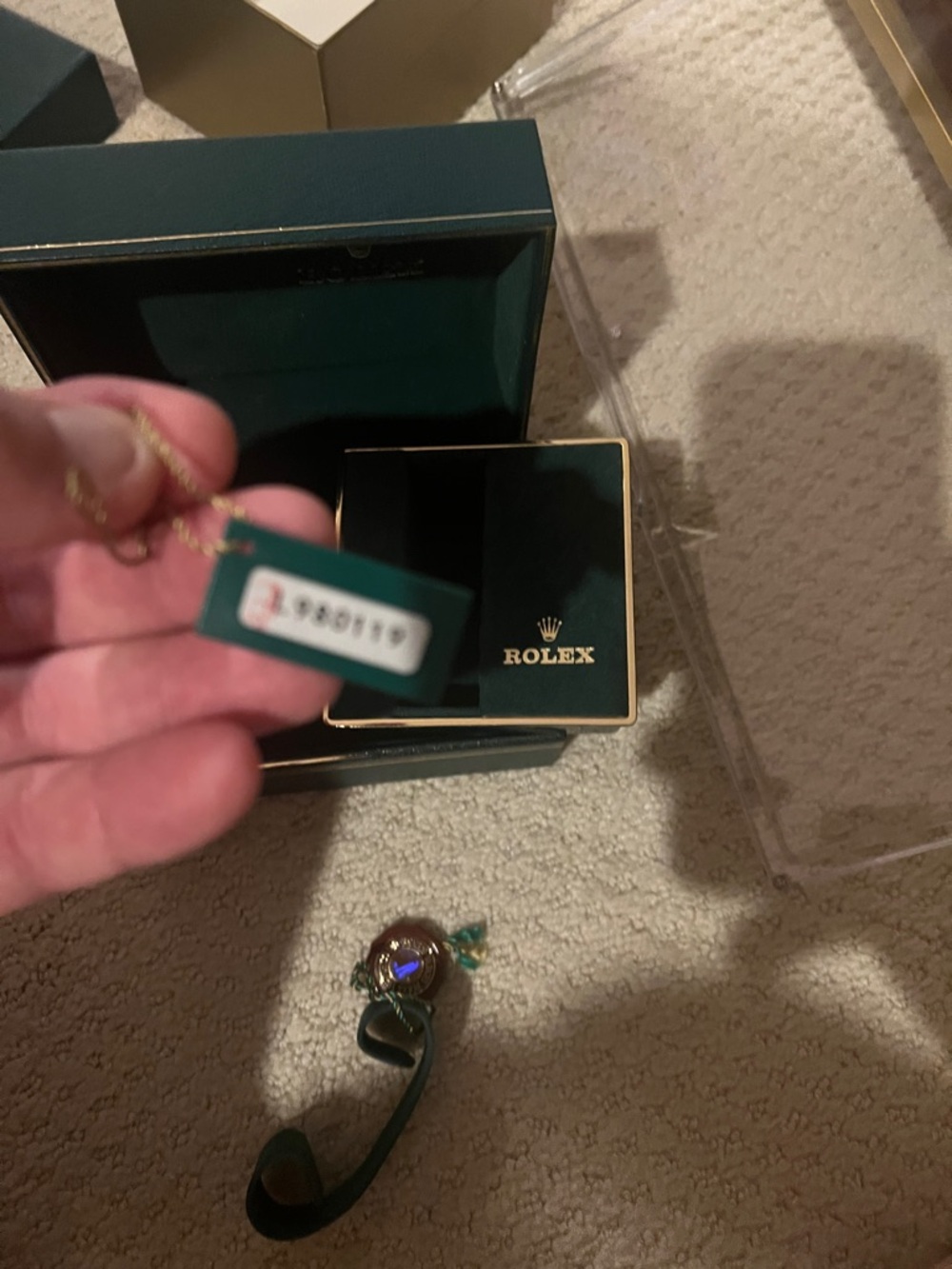 Rolex Dark Green Watch Boxes with Gold Crown Accents - Picture 4 of 5